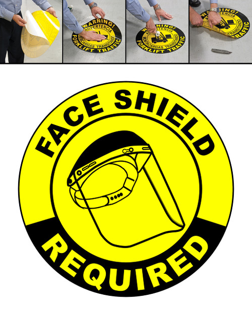 FACE SHIELD REQUIRED - DURAMarker® Ultra: Full-Color, Indoor Floor Signage
