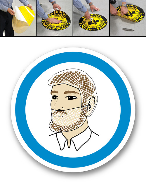 Hair Net Symbol - DURAMarker® Ultra: Full-Color, Indoor Floor Signage