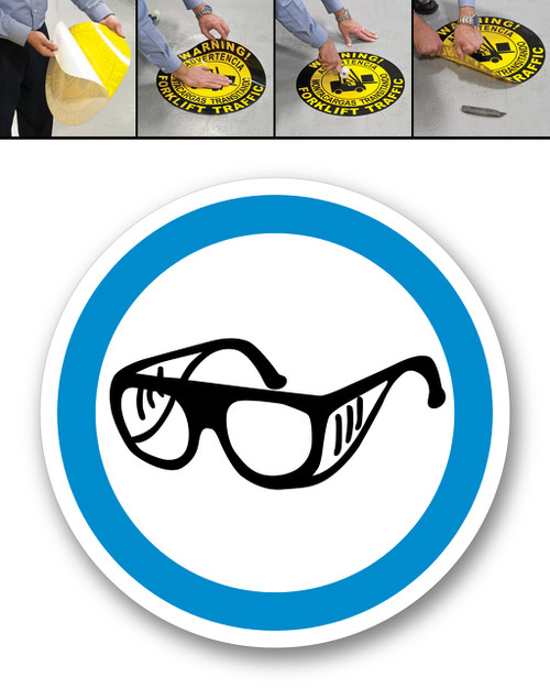 Eye Protection Symbol - DURAMarker Grip®: Full-Color, In & Outdoor Floor Signage