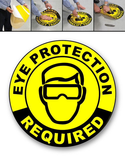 EYE PROTECTION REQUIRED - DURAMarker Grip®: Full-Color, In & Outdoor Floor Signage