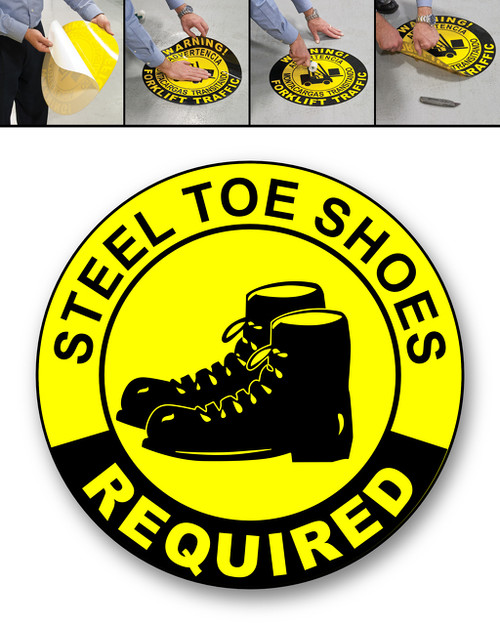 STEEL TOE SHOES REQUIRED - DURAMarker Grip®: Full-Color, In & Outdoor Floor Signage