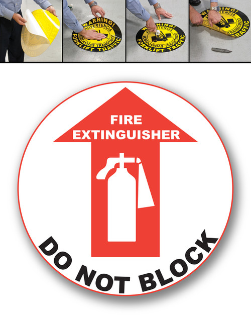 FIRE EXTINGUISHER DO NOT BLOCK - DURAMarker Grip®: Full-Color, In & Outdoor Floor Signage