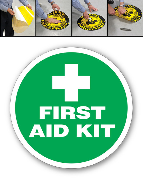 FIRST AID KIT - DURAMarker Grip®: Full-Color, In & Outdoor Floor Signage