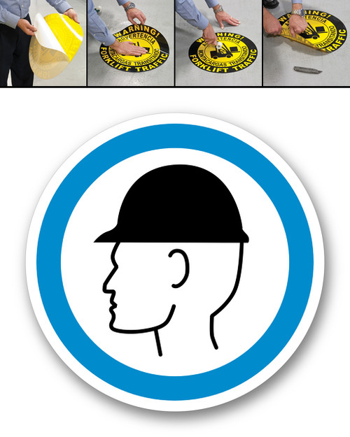 Hard Hat Symbol - DURAMarker Grip®: Full-Color, In & Outdoor Floor Signage