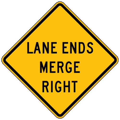 Lane Ends Merge Right W9-2R