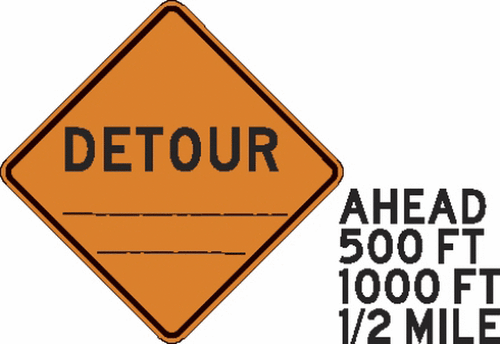 DETOUR AHEAD Sign W20-2