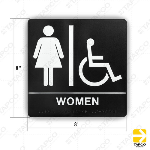 Womens ISA ADA Braille Restroom Sign