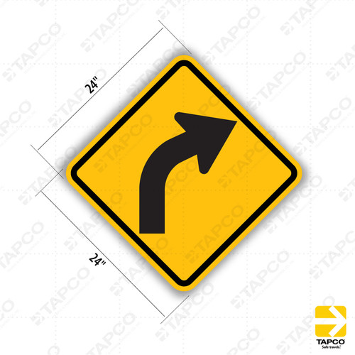Right Curve (Symbol) Diamond Sign W1-2R