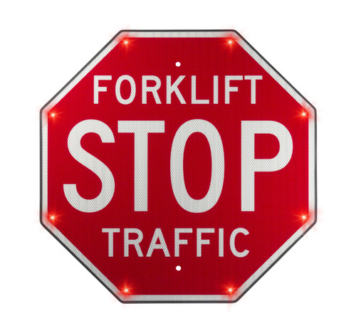 BlinkerSign® Flashing LED "STOP FOR FORKLIFT TRAFFIC" Indoor Sign