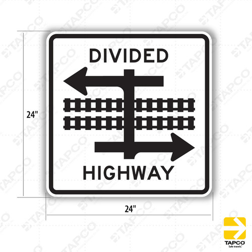 R15-7 RAIL (symbol) DIVIDED HIGHWAY (symbol) Sign