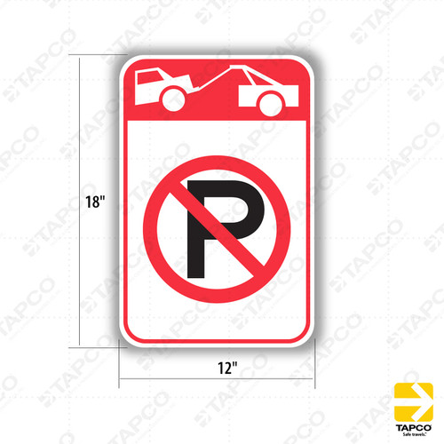 R26K (CA) NO PARKING (symbol) TOW-AWAY (symbol) Sign