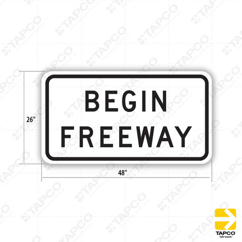 R57 (CA) BEGIN FREEWAY Sign