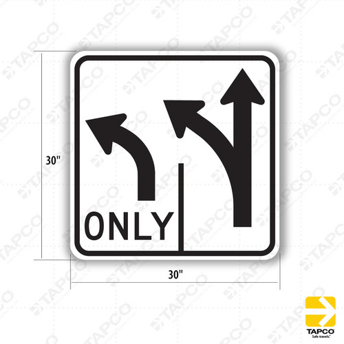 R61-1 (CA) DOUBLE LANE CONTROL LEFT TURN ONLY (symbol) SIGN