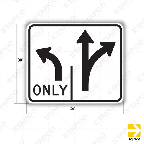 R61-5 (CA) DOUBLE LANE CONTROL LEFT AND RIGHT TURN (symbol) Sign