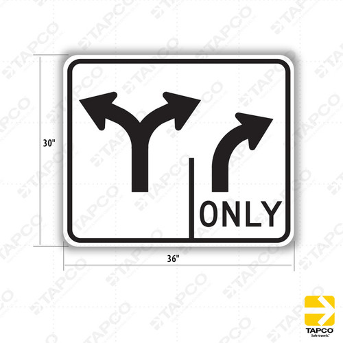 R61-11 (CA)  DOUBLE LANE CONTROL LEFT AND RIGHT TURN (symbol) Sign