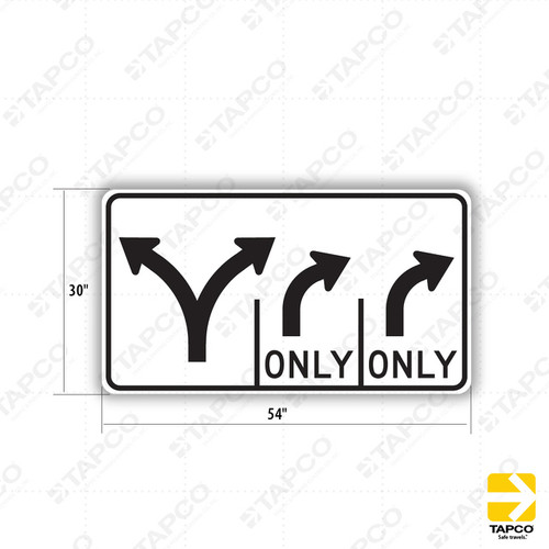 R61-24 (CA) TRIPLE LANE CONTROL LEFT AND RIGHT TURN (symbol) Sign