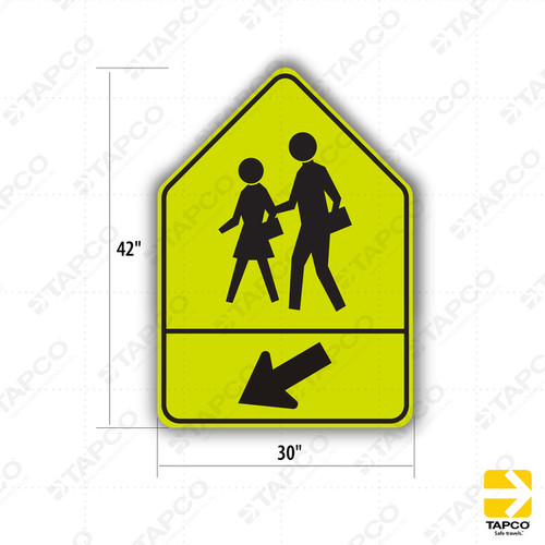 SW24-2 (CA) SCHOOL CROSSWALK WARNING w/Arrow (symbol) Sign