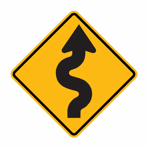 W1-5R RIGHT WINDY ROAD (symbol) Sign