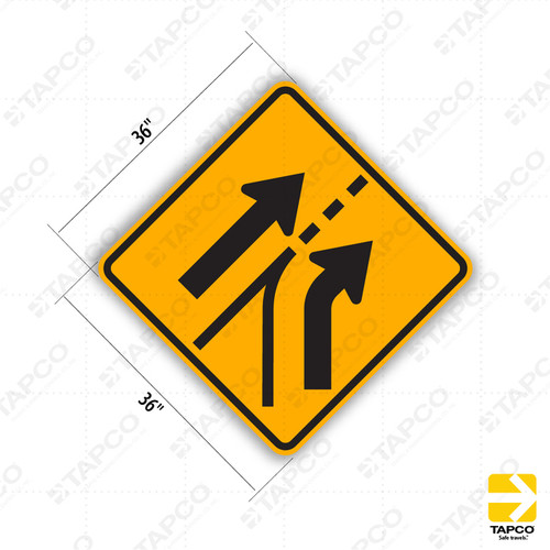 W4-6 Entering Roadway Added Lane (symbol) Sign