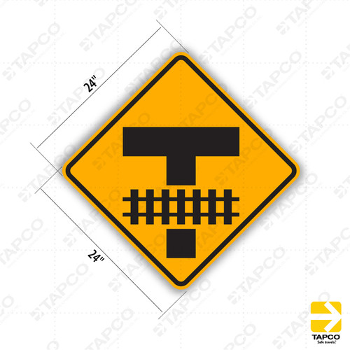 W10-11 100 FT BETWEEN TRACKS AND HIGHWAY (symbol) Sign