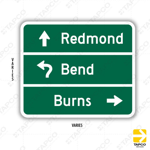 D1-3d Circular Intersection Destination Guide (arrow symbol) 3 LINES Sign