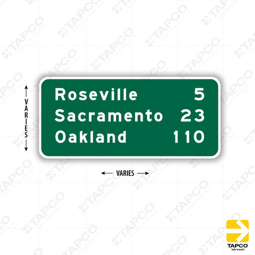 G5 (CA) DESTINATION & DISTANCE - 3 LINES Sign