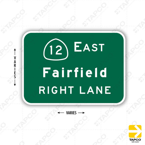 G20-5 (CA) Advance Lane (specify) 3 LINES w/ ROUTE Sign