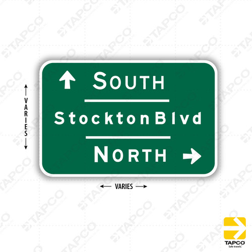 G77-1 (CA) INTERCHANGE GUIDE 3 LINES (double arrow) Sign