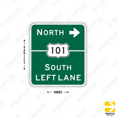 G77A (CA) INTERCHANGE GUIDE 2 LINES with US ROUTE (arrow symbol) Sign