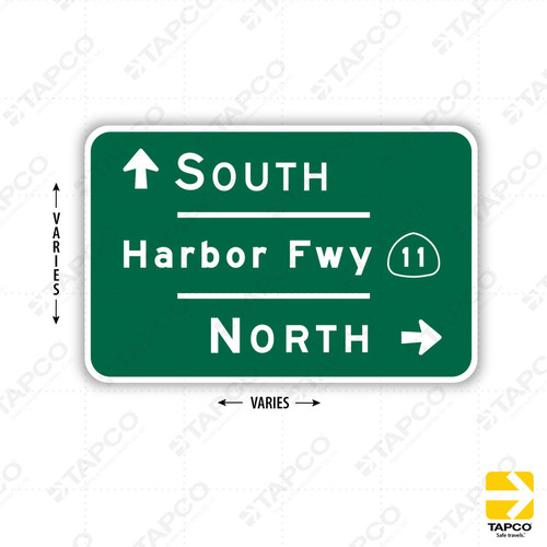 G77-7 (CA) INTERCHANGE GUIDE 3 LINES with STATE ROUTE (double arrow symbol) Sign