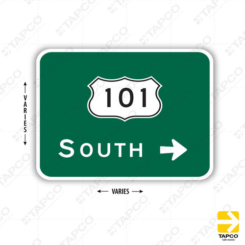 G78-1 (CA) INTERCHANGE GUIDE 1 LINE with US ROUTE (arrow symbol) Sign