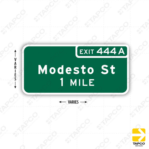 G83-5 (CA) Advance Guide XX (specify) MILE with EXIT XXX (specify) Sign