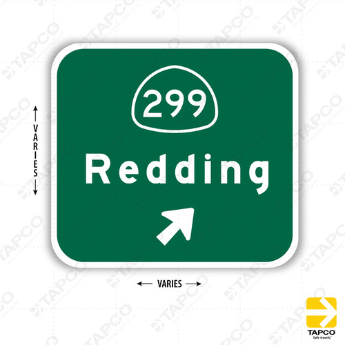 G85-3 (CA) EXIT DIRECTION (Specify) with STATE ROUTE (arrow symbol) Sign