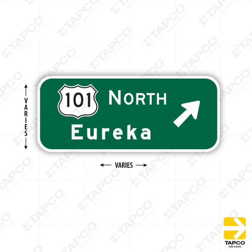 G85-6 (CA) EXIT DIRECTION (specify) with US ROUTE 2 LINES (arrow symbol) Sign