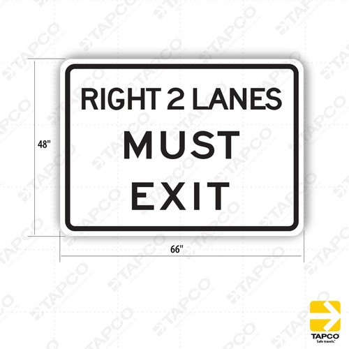 R18A (CA) RIGHT XX(Specify Lanes) LANES MUST EXIT Sign