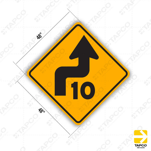W4-1 (CA) COMBINATION TURN & SPEED (Specify Speed) (symbol) Sign