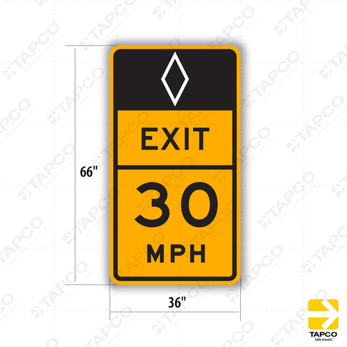 W72B (CA) HOV ADVISORY EXIT RAMP XX (Specify Amount) MPH Sign