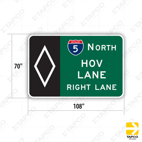 G20-9 (CA) HOV Advance Lane (specify 4 LINES w ROUTE) Sign