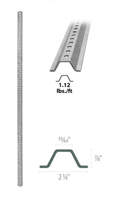 6'6" Galvanized U-Channel Post - Flat End, Full Punch