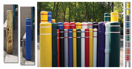 Bollard Covers - Red Reflective Stripes