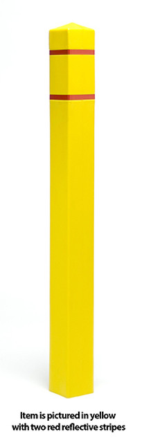 Square Bollard Covers - White Reflective Stripes