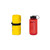 size comparison of a yellow quiet, supportive, comfortable, lightweight, packable, stable, protecting sleeping bag made with lightweight materials and polyester fabrics  to a 32 oz water-bottle