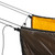 a close-up of a yellow and charcoal revolt apex custom underquilt showing off the shock cord system