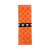 Orange Enlightened Equipment sit pad folded with black logo strap on white background