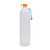 CNOC Outdoors ThruBottle 1000 translucent water bottle with orange cap, blue pull cord, and embossed ounce and milliliter measurements
