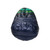 Foot-end view of the rolled Aurora Enigma quilt, showing the navy exterior with a glimpse of the green aurora borealis print at the top, on a white background.