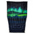 Flat product shot of the Aurora Series camping quilt in navy with a green and teal aurora borealis over a mountain silhouette and starry sky, on a white background."