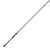 Fishing rod with cork butt grip, reel seat, and metal line guides on a white background