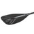 Close-up of the back face of a black carbon fiber paddle blade showing its curved, ribbed shape