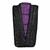 Enlightened Equipment Accomplice two-person quilt laid flat, black exterior with purple interior and adjustable pad attachment straps